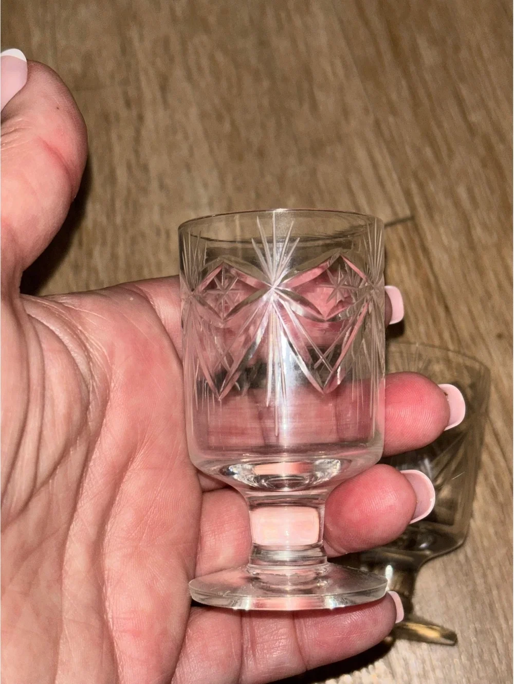 Vintage Cut Crystal Cordial Glasses Set of 2 D125